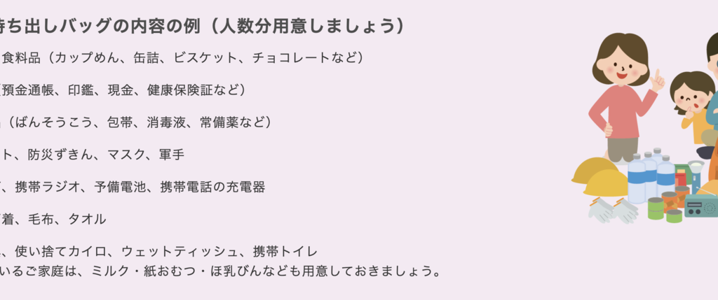 官邸公表非常用持ち出し袋一例