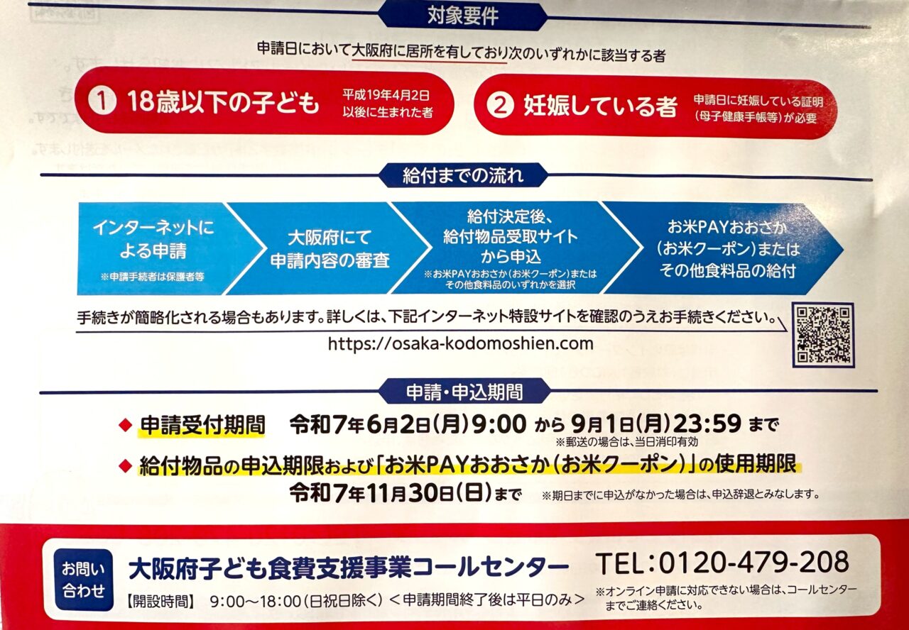 大阪府子ども食費支援事業（第4弾）申請手続き
