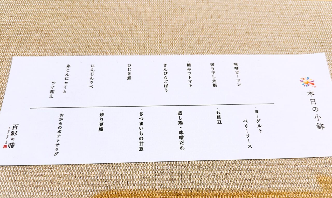本日の小鉢リスト