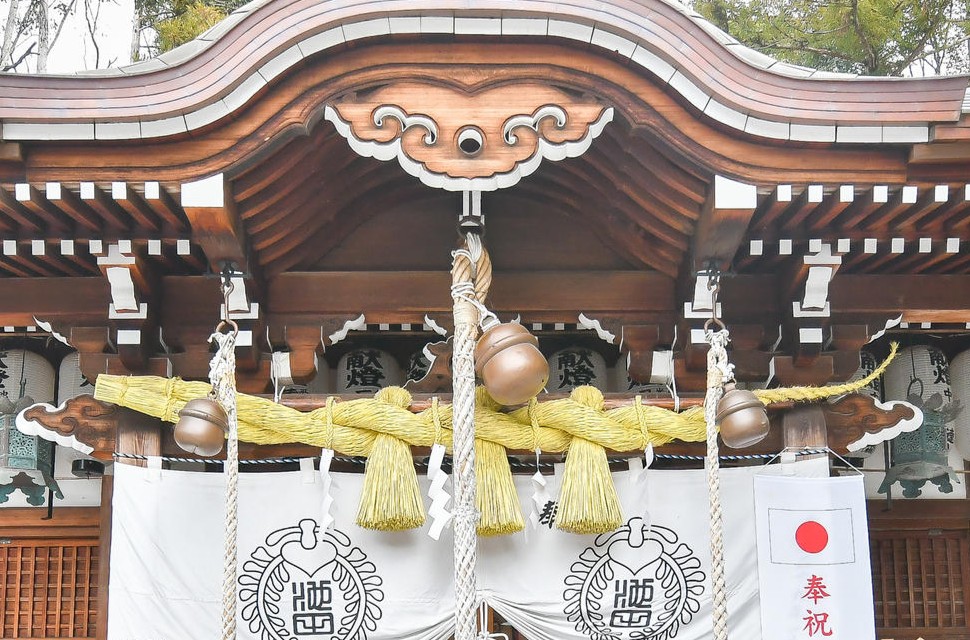 池田春日神社のしめ縄作り