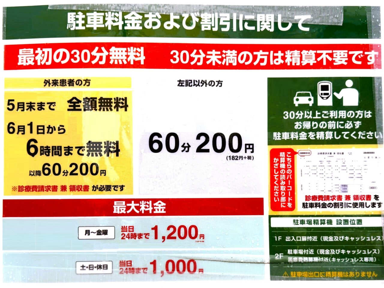 駐車料金のお知らせ